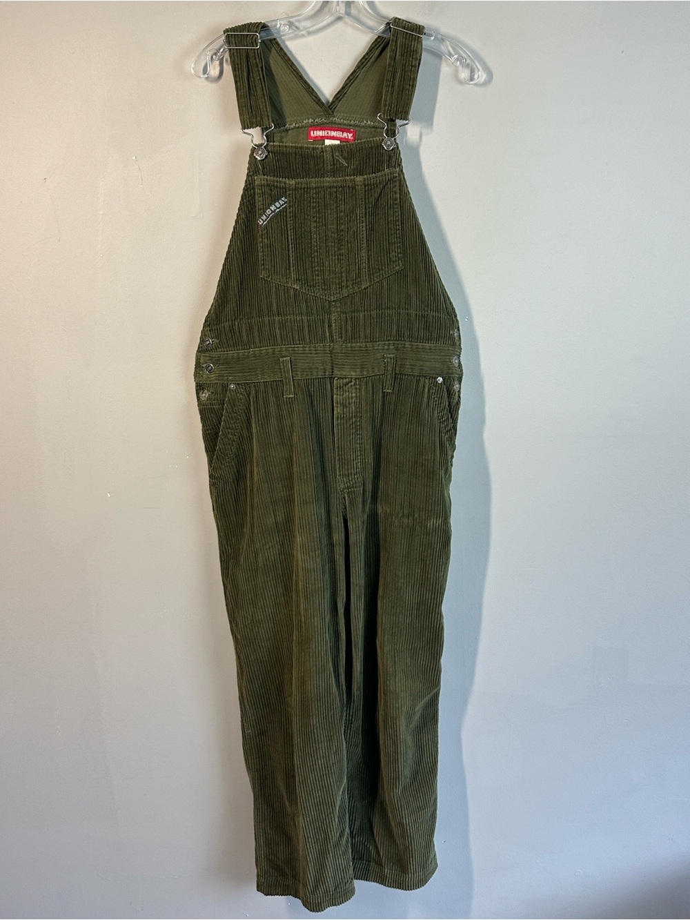 UNIONBAY Vintage Green Corduroy Overalls Size L Y2K